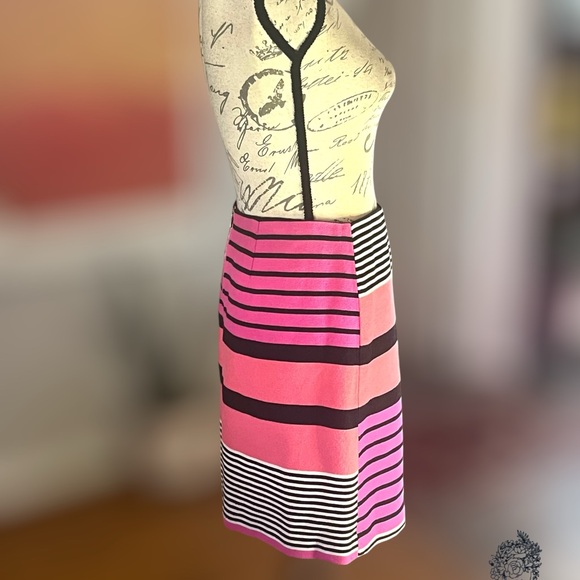 LOFT Pink Black Colorblock Mixed-Stripe Women's Mini Skirt Size 12P - Picture 3 of 5